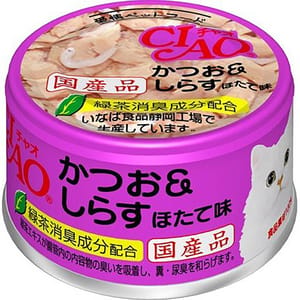 CIAO CIAO 貓罐頭 鰹魚+白飯魚+扇貝 85g 85g 正面圖