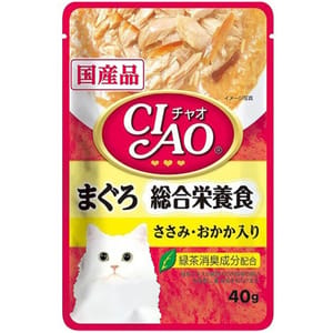 CIAO CIAO 貓濕糧 日本綜合營養軟包系列 金槍魚+雞肉+鰹魚 40g 40g  正面圖