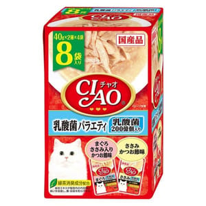 CIAO CIAO 貓濕糧 乳酸菌 金槍魚雞肉鰹魚 40g 8袋入 40g 正面圖