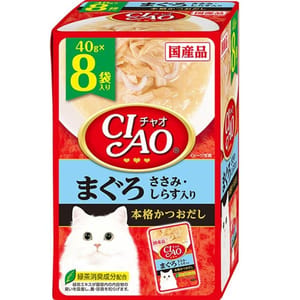 CIAO CIAO 貓濕糧 金槍魚雞肉白飯魚 40g 8袋入 40g  正面圖