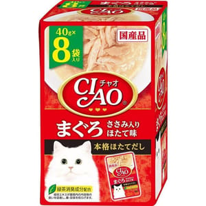 CIAO CIAO 貓濕糧 金槍魚雞肉扇貝 40g 8袋入 40g  正面圖