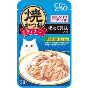 CIAO CIAO 貓濕糧 日本燒鰹魚晚餐包 扇貝 50g 50g 正面圖
