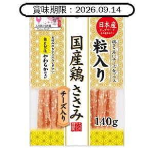 日本Q-Pet 日本Q-Pet 狗小食 雞肉切絲+芝士 140g 140g 正面圖