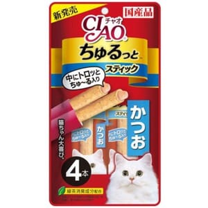 CIAO CIAO 貓零食 日本軟心流心棒 鰹魚味 4本入   背面圖