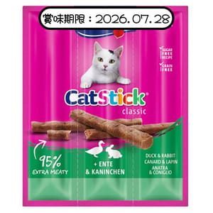 Vitakraft Vitakraft 貓零食 肉條 鴨肉+兔肉條 6g*3條 (VK24190B) (賞味期限 2026.07.28)