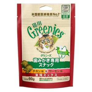 日本Greenies 日本Greenies Dental Treats貓齒靈 貓零食 貓咪潔齒餅 三文魚拼雞肉味 60g 60g 正面圖