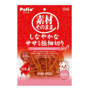 Petio Petio 狗小食 日本產柔軟極細切雞胸肉條 低敏無穀物 100g 100g 正面圖