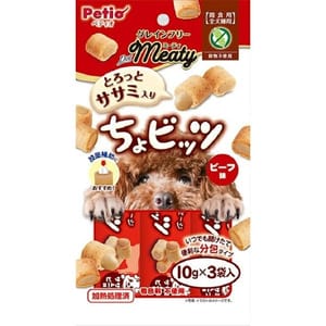 Petio Petio 狗零食 Meaty無添加雞胸肉&牛肉流心肉粒 10gx3袋 10g 正面圖