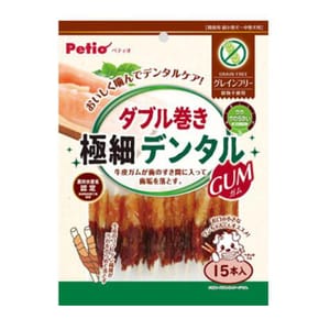 Petio Petio 狗零食 無穀物潔齒 極細低脂雞胸肉&雞胗牛筋雙色卷 15條裝 正面圖