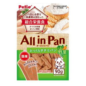 Petio Petio 狗零食 日本產 綜合營養 鬆軟蔬菜雞胸肉麵包條 90g 90g 正面圖