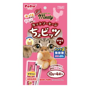 Petio Petio Meaty 貓零食 Meaty 無添加雞胸肉味流心肉粒10gx4小袋 10g 正面圖