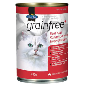 Fussy Fussy Cat 無穀物增肌罐 牛肉袋鼠肉 400g 400g  正面圖
