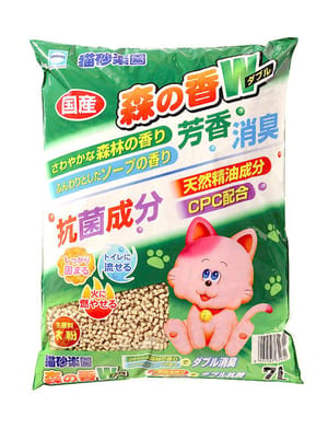 日本猫砂楽園森の香W芳香消臭木砂 日本猫砂楽園森の香W芳香消臭木砂 7L 7L 正面圖