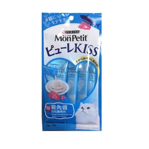 MonPetit MonPetit Puree Kiss 貓肉泥 雞肉醬伴粒粒吞拿魚/鰹魚肉 10g 10g 正面圖