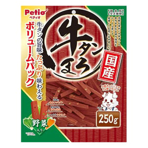 Petio Petio 狗零食 日本產濃郁蒸牛舌頭 高纖蔬菜 250g 250g 正面圖