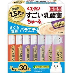 CIAO CIAO 肉泥 貓零食 1.5萬億乳酸菌 金槍魚+扇貝肉醬 14g 30本入 14g  正面圖