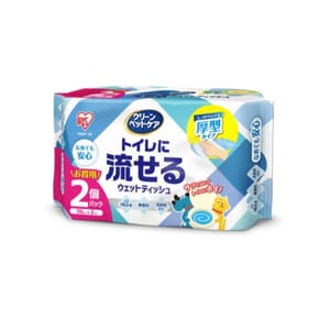 日本IRIS 日本IRIS 寵物專用抗菌濕紙巾 可沖廁 70枚 一袋2包 2包 正面圖