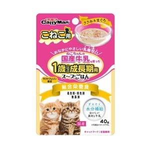 日本CattyMan 日本CattyMan 幼貓用 綜合營養 水份補給 國產牛乳湯包 雞肉+金槍魚 40g 40g 貓用 正面圖