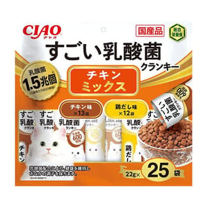 CIAO CIAO 貓糧 日本1.5兆億個乳酸菌系列 雞肉混合味 22g 25袋入 22g 正面圖