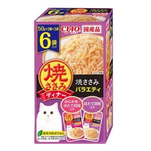 CIAO CIAO 貓濕糧 日本燒雞肉晚餐包 蟹柳扇貝+扇貝 50g 6袋入 50g 正面圖