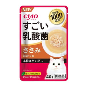 CIAO CIAO 貓濕糧 日本乳酸菌軟包 1000億個乳酸菌 雞肉+扇貝 40g 40g 正面圖