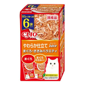 CIAO CIAO 貓濕糧 Juicy系列 金槍魚+金槍魚雞肉 60g 6袋入 60g 正面圖