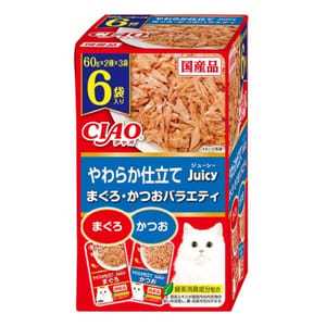 CIAO CIAO 貓濕糧 Juicy系列 金槍魚+鰹魚 60g 6袋入 60g 正面圖