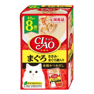 CIAO CIAO 貓濕糧 金槍魚雞肉+金槍魚乾 40g 8袋入 40g  正面圖