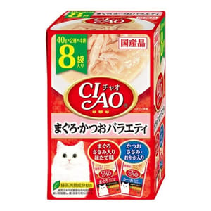 CIAO CIAO 貓濕糧 吞拿魚+鰹魚 40g 8袋入 40g  正面圖