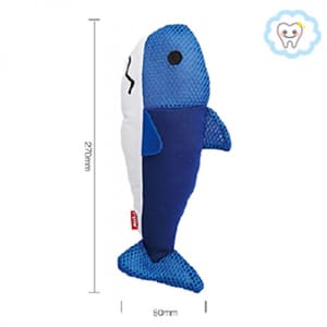 Petio Petio 啃咬網格潔齒木天蓼玩具 藍色鯊魚 正面圖