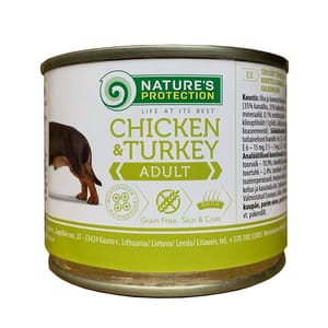 Nature's Nature's Protection 狗罐頭 成犬主食罐 雞+火雞 200g 200g 正面圖