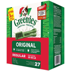 Greenies Greenies 狗零食 Original Regular 潔齒骨 聖誕加送裝 標準犬用 27支+3支 27oz 27oz 犬用 正面圖