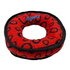 Billipets Billipets 雙層⽑絨布耐咬狗玩具 紅色大圈 18cm   正面圖