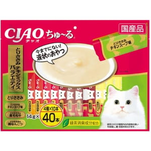 CIAO CIAO 肉泥 貓零食 雞肉+雞肉雞湯+雞肉黑毛和牛+雞肉雞軟骨 14g 40本入 14g  正面圖