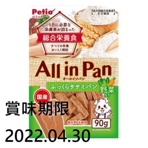 Petio Petio 日本產 綜合營養 鬆軟蔬菜雞胸肉麵包條 90g 90g 正面圖