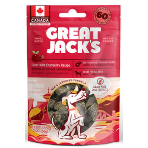 GREAT GREAT JACK'S 無穀物狗小食 蔓越莓拌豚肝肉粒 2oz 2oz 正面圖