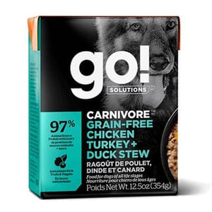 GO! GO! SOLUTIONS 無穀物狗濕糧 活力營養系列 雞肉火雞鴨肉 354g 354g  正面圖