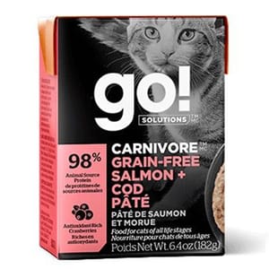 GO! GO! SOLUTIONS 貓濕糧 活力營養系列 三文魚鱈魚肉醬 182g 182g 正面圖