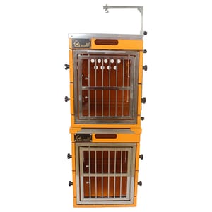 Solidpet蘇力 Solidpet蘇力 寵物籠 貓籠狗籠 鋁折疊飛機籠組合 無輪款 一號 橙色   正面圖