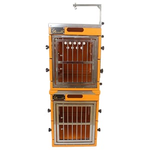 Solidpet蘇力 Solidpet蘇力 寵物籠 貓籠狗籠 鋁折疊飛機籠組合 無輪款 三號 橙色   正面圖