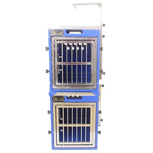 Solidpet蘇力 Solidpet蘇力 寵物籠 貓籠狗籠 鋁折疊飛機籠組合 無輪款 三號 藍色 正面圖