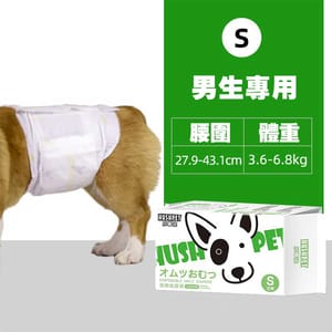 HUSHPET HUSHPET 男生狗狗專用 寵物尿墊狗尿墊狗尿片 紙尿褲紙尿片 綠 [腰圍28-48 S碼 12枚]   正面圖