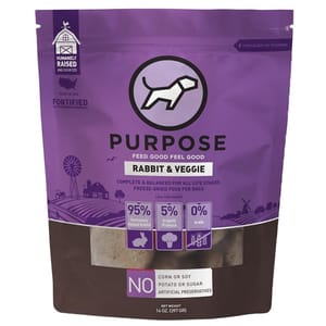PURPOSE PURPOSE 狗糧 凍乾脫水生肉 單一蛋白 兔肉 14oz 14oz  正面圖