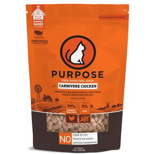 PURPOSE PURPOSE 貓糧 凍乾脫水生肉肉粒 單一蛋白 雞肉 9oz 9oz  正面圖
