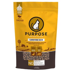 PURPOSE PURPOSE 貓糧 凍乾脫水生肉肉粒 單一蛋白 鴨肉 9oz 9oz 正面圖