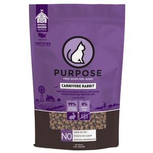 PURPOSE PURPOSE 貓糧 凍乾脫水生肉肉粒 單一蛋白 兔肉 9oz 9oz  正面圖