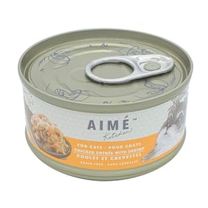 AIME AIME Kitchen 貓罐頭 無穀物營養貓罐 啖啖肉補水系列 雞肉配蝦仁配方 85g 85g 正面圖