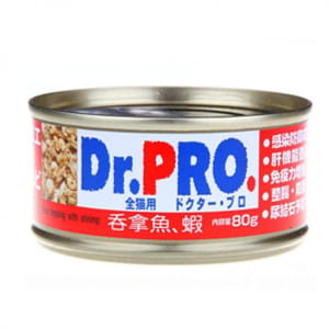 Dr. Dr. PRO 全機能貓罐頭 吞拿魚.蝦味 80g 80g 正面圖