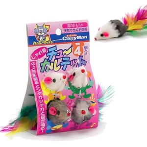 日本CattyMan 日本CattyMan 貓玩具 羽毛老鼠 4個入 正面圖
