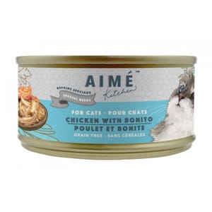 AIME AIME Kitchen 貓罐頭 無穀物獨特營養貓罐 殿堂主食系列 汁煮滑雞配鰹魚柳配方 85g 85g 正面圖
